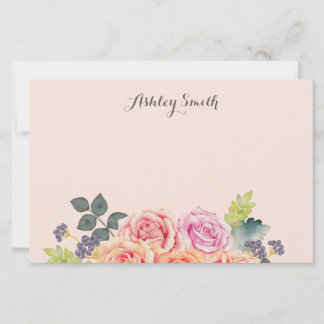 Papel de carta personal rosa sonrosado con rosas f
