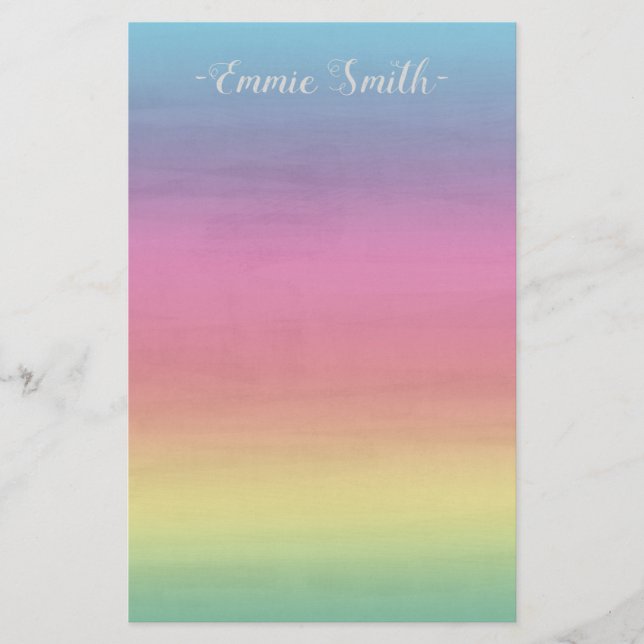 Papel de carta personalizado arcoíris rosa amarill (Anverso)