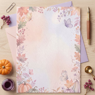 Papel de Carta Personalizado Calabaza Otoño Boho