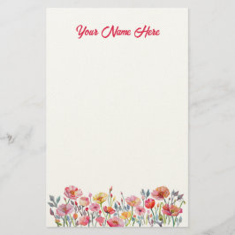 Papel de carta personalizado con amapolas en desfi