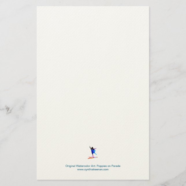 Papel de carta personalizado con amapolas en desfi (Reverso)
