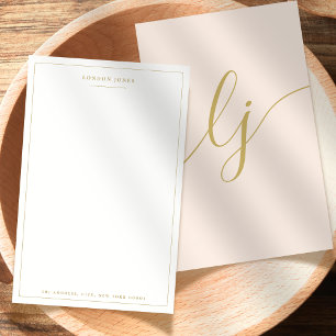 Papel de carta personalizado con guión simple Rosa