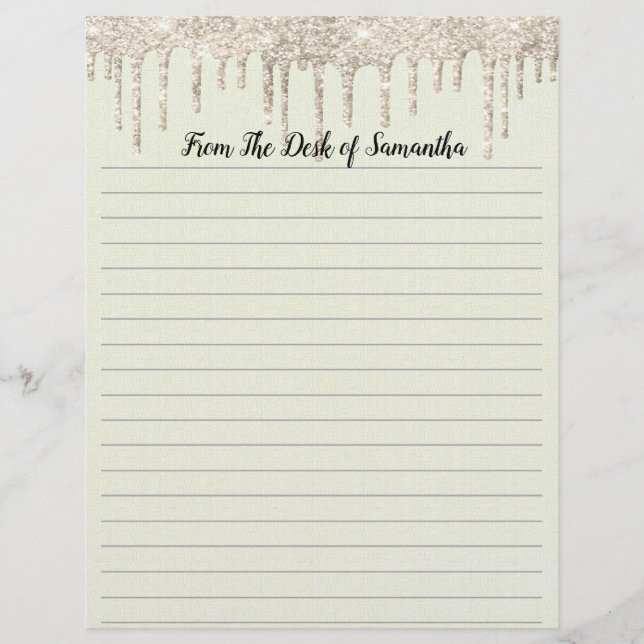 Papel de carta personalizado con purpurina (Anverso)
