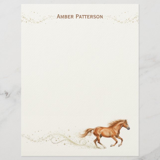 Papel de carta personalizado de caballo marrón con (Anverso)