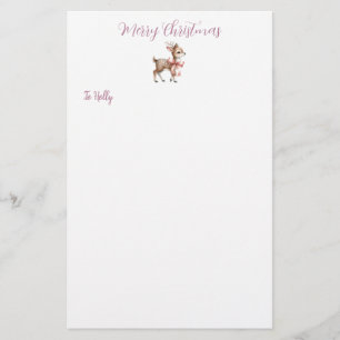 Papel de Carta Personalizado de Reno Dulce de Navi