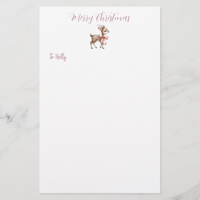 Papel de Carta Personalizado de Reno Dulce de Navi (Anverso)
