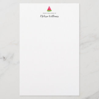 Papel de carta personalizado de sandía con acuarel