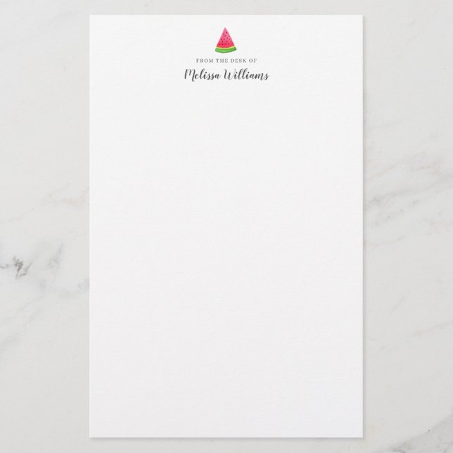 Papel de carta personalizado de sandía con acuarel (Anverso)