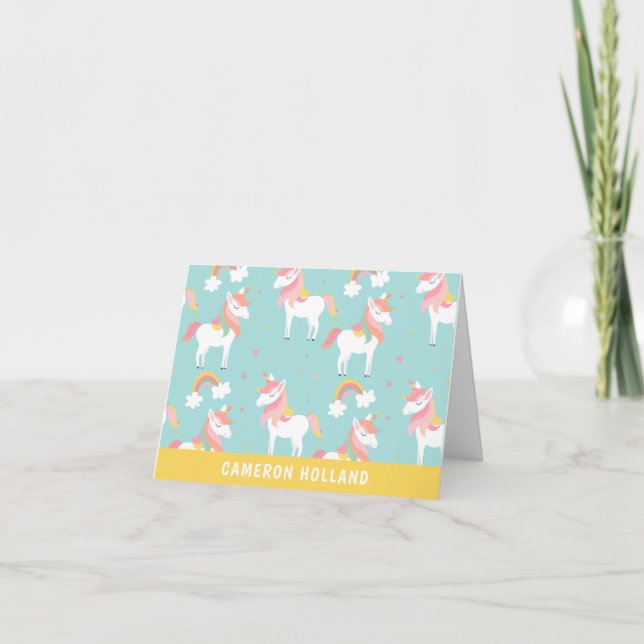Papel de carta personalizado de unicornios de Aqua (Anverso)
