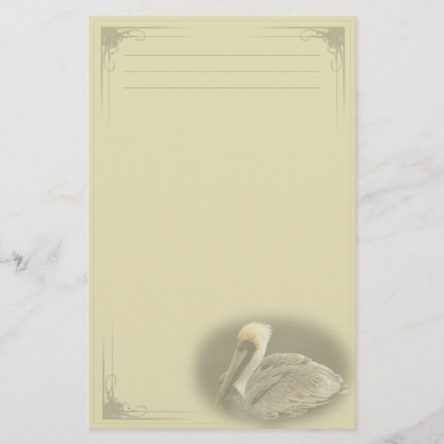 Papel de carta personalizado del pelícano marrón (Anverso)