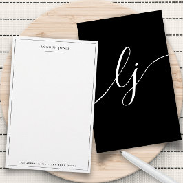 Papel de carta personalizado negro y blanco con le