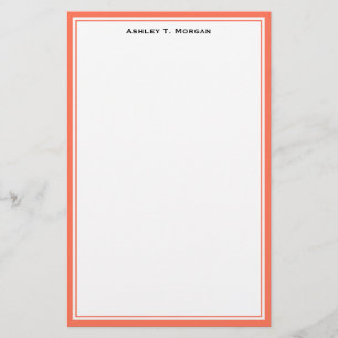 Papel de carta personalizado Simplicity Coral Blan