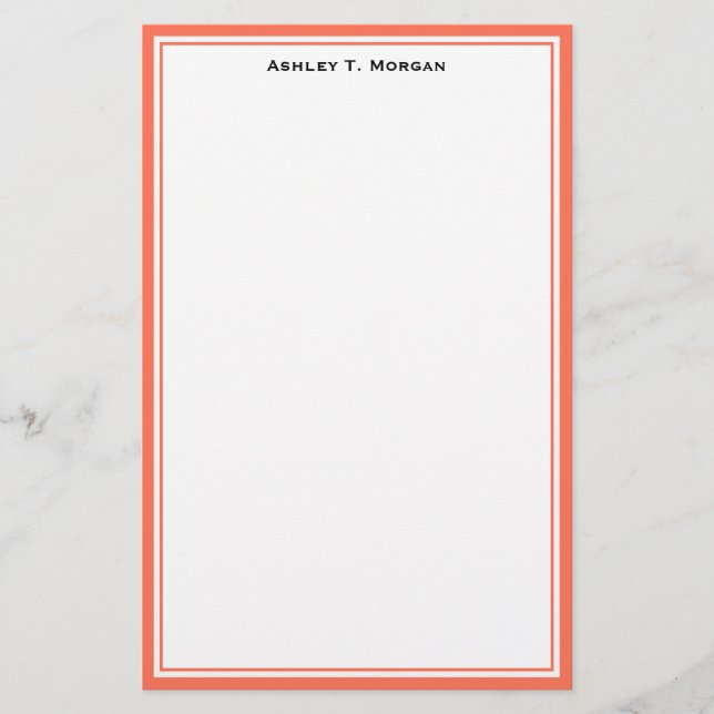 Papel de carta personalizado Simplicity Coral Blan (Anverso)