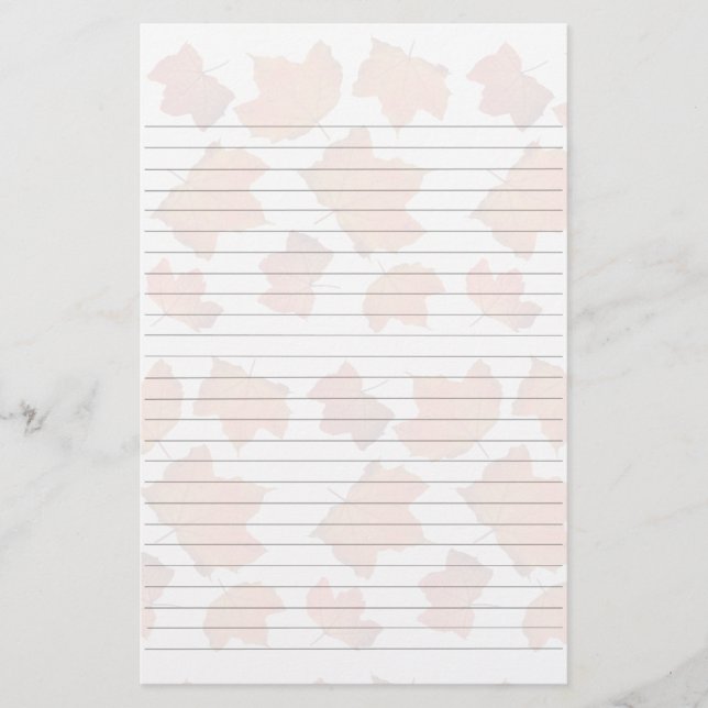 Papel De Carta Rayado Con Hojas De Arce (Anverso)