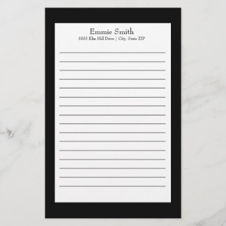 Papel de carta rayado en blanco y negro personaliz