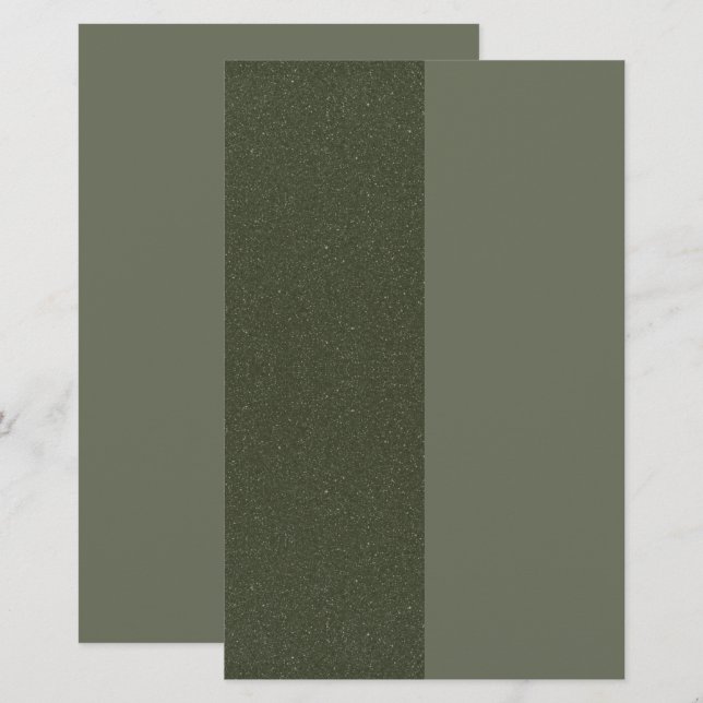 Papel de carta texturizado verde musgo con panel d (Anverso / Reverso)