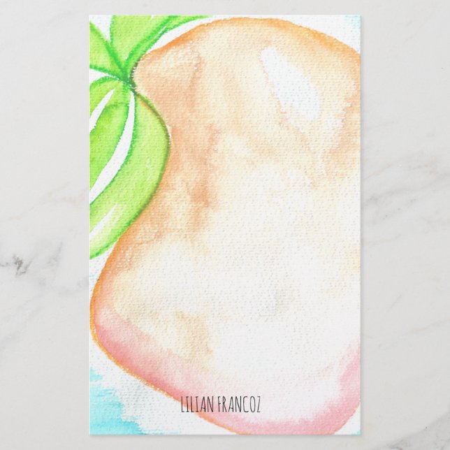 Papel de carta tropical de mango pintado a mano co (Anverso)