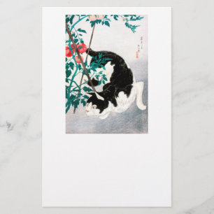 PAPEL DE CARTAS: WOODBLOCK JAPONÉS: Gato con tomat