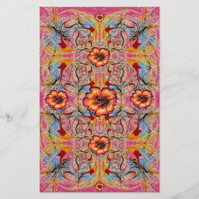 Papel de cartón floral de fantasía victoriana (Anverso)