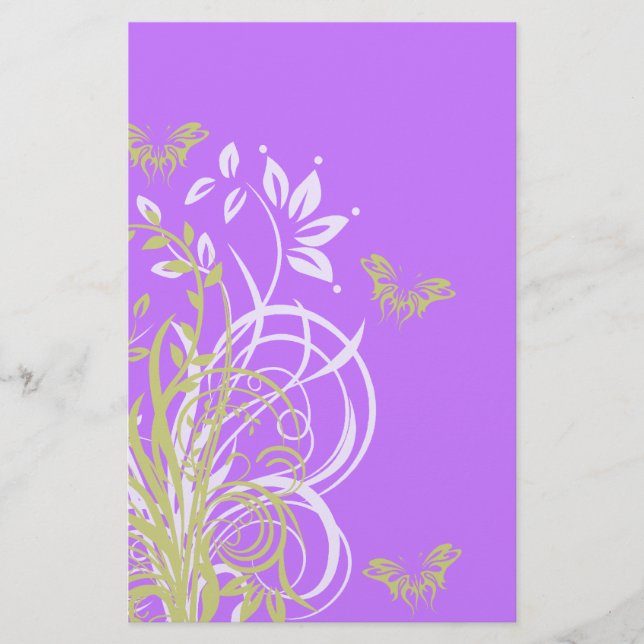 Papel de cartón morado floral (Anverso)