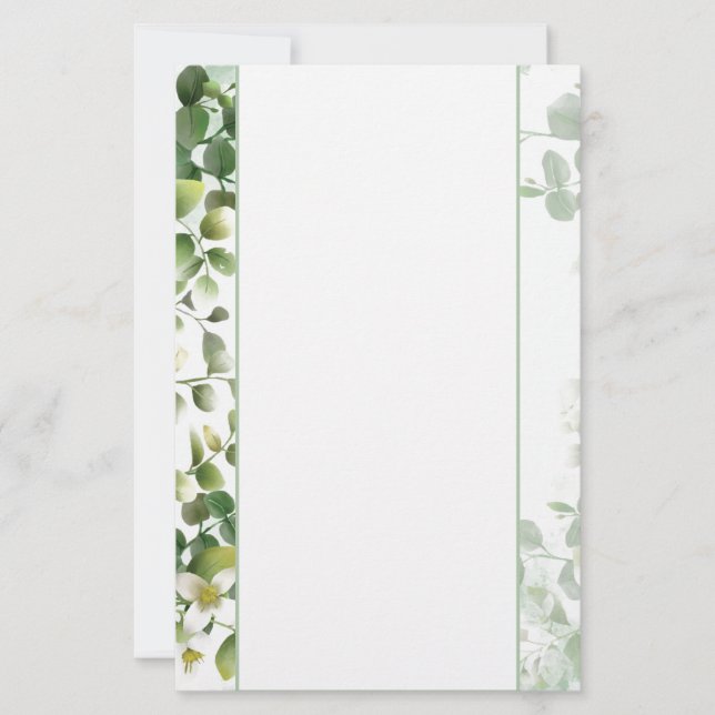 Papel de cocina verde y flores blancas (Anverso)
