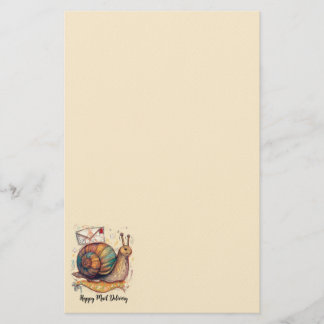 Papel de correo de caracol feliz