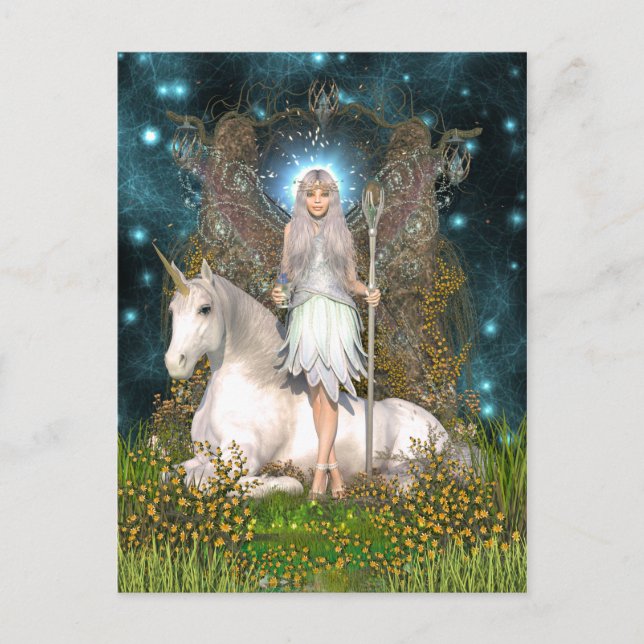 Papel de cristal y postal de unicornio (Anverso)
