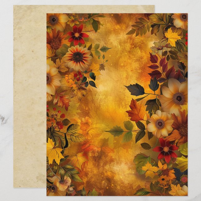 Papel de cuadernillo de hojas de otoño de 8,5 x 11 (Anverso / Reverso)