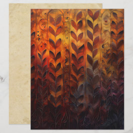 Papel de cuadernillo de hojas y vides de otoño