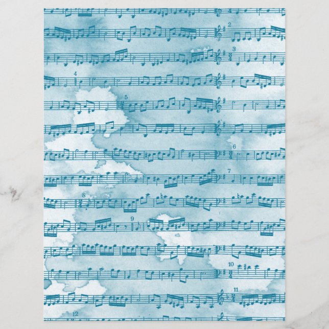 Papel de cuadernillo de la música de la hoja azul  (Anverso)