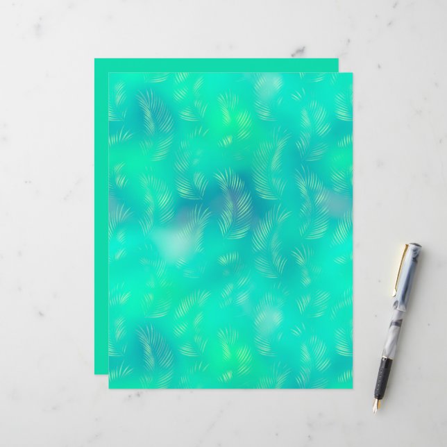 Papel de cuadernillo gradiente de hojas Verde azul (Anverso/Reverso In Situ)