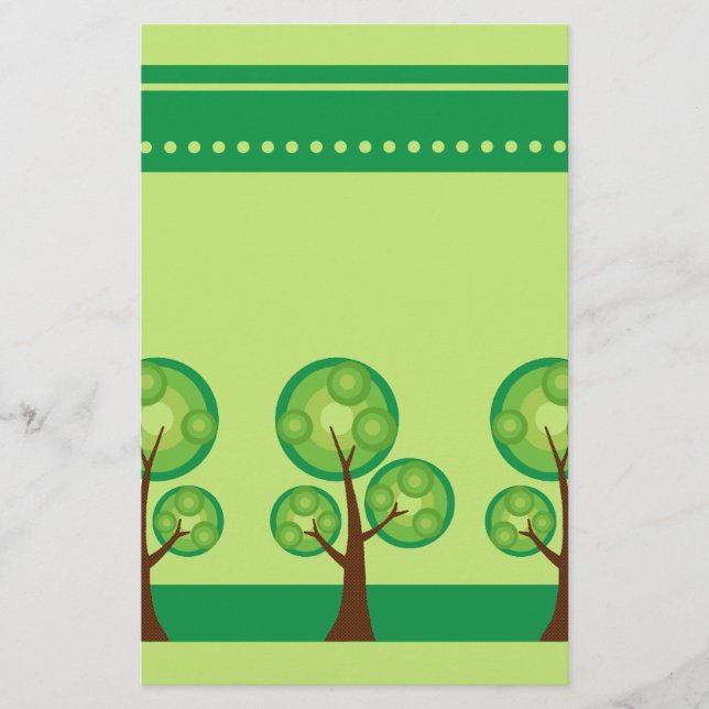 Papel de cuaderno de árboles retro (Anverso)