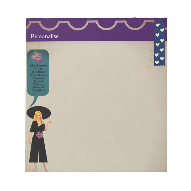 Papel de cuaderno de citas Inspirador de la dama d (Frente)