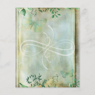 Papel de cuaderno de hojas verdes de estilo vintag