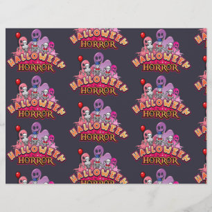 Papel de cuaderno de terror de Halloween con miedo
