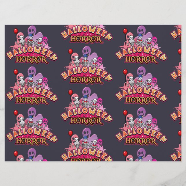 Papel de cuaderno de terror de Halloween con miedo (Frente)