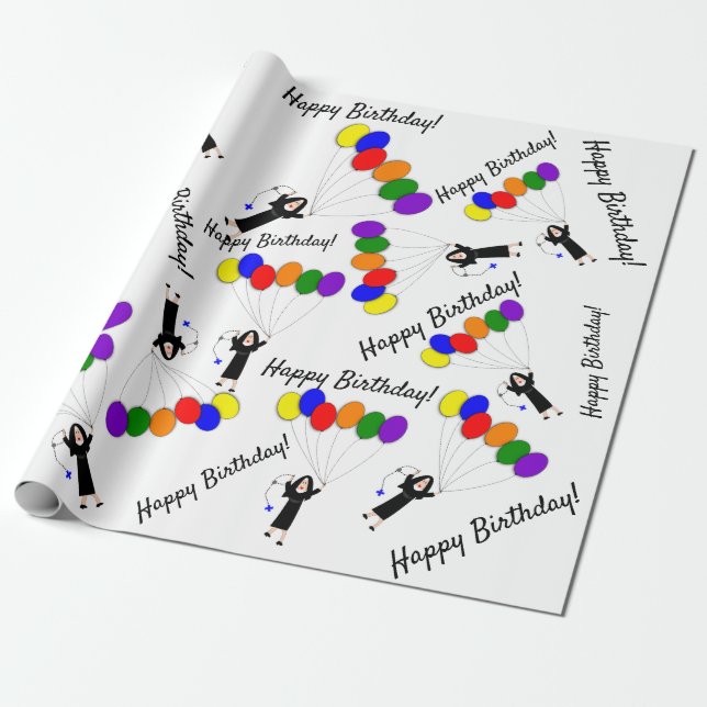 Papel de cumpleaños de la monja católica ll (Desenrollado)