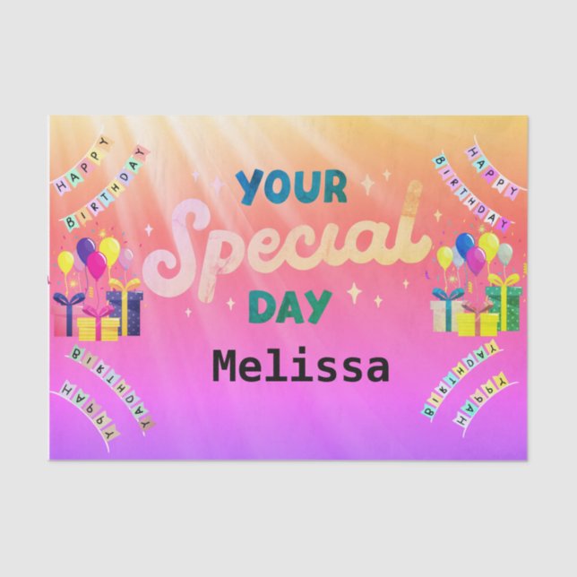 Papel de cumpleaños feliz personalizado (Anverso)