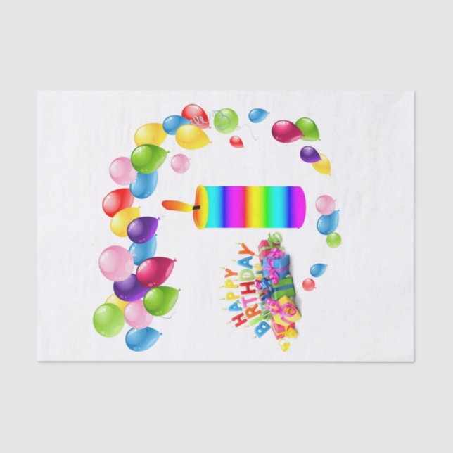 Papel de cumpleaños feliz tira globos de velas (Anverso)