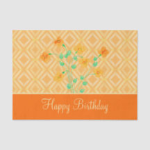 Papel de cumpleaños florido naranja