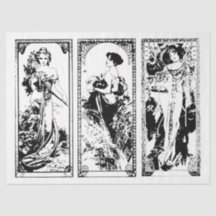 Papel de debate Art Nouveau Lady 24 Decoupage