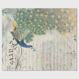 Papel de Decoupage de las Ephemeras del pavo real