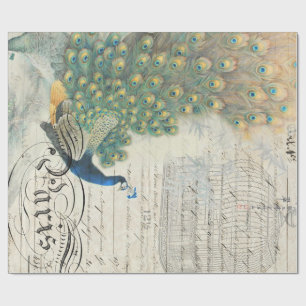 Papel de Decoupage de las Ephemeras del pavo real