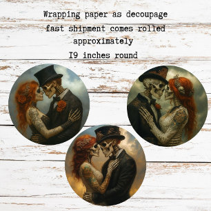 Papel de decoupage de pareja de novios esqueleto  
