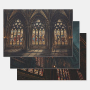 Papel de Decoupage de Ventana de Catedral Gótica –