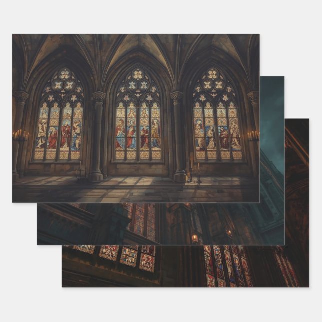 Papel de Decoupage de Ventana de Catedral Gótica – (Set)