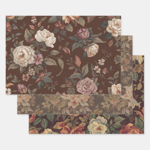 Papel de Decoupage Floral Juego de 3 Botánico