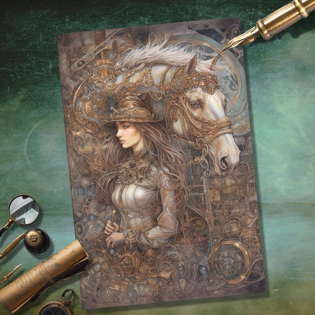 Papel de decúbito chica y caballo Steampunk 9 (Subido por el creador)