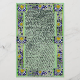 Papel de denim verde de las flores de primavera