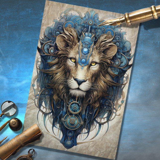 Papel de deposición de león masculino de Steampunk (Subido por el creador)